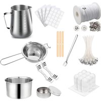 DIY Handmade Aromatherapy Candle Tool Set, Stainless Steel Wax Pot, Smokeless Wax Core, Thread Cotton, Wax Core Holder, Stirring