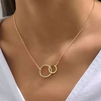 Luxury Necklaces for Women Fashion Thin Chain Minimalist Dainty Zircon Double Circle Pendant Necklace Jewelry Gifts