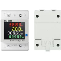 4 IN1Digital Energy Meter Din Rail Electricity Usage Monitor DC14-600V 63A Voltage Current Watt Kwh Frequency Power Meter