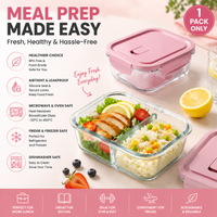 Glass Lunch Box with Lid Leak Proof Food Storage Container High Borosilicate Glass Meal Prep Box for Office Work School Travel