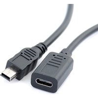 Mini USB Cable 5Pin Male Plug To Female Jack Extension Data Adapter Lead Cable Right Angle 90 Degree Cord 20cm