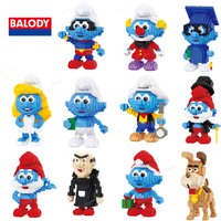 New Balody Genuine Anime Cartoon The Smurfs Mini Blocks Smurfette Small Anime Building Blocks Collection Toy Figure Kids Gifts