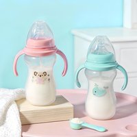 300ml Whale Patterned Baby Bottle with Handle PP Material Feeding Bottle for Infants