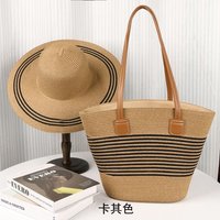 Best-selling Large Capacity Straw Bag & Hat Set, Outdoor Tote Bag, Trendy Sun Hat