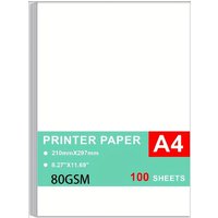 80GSM A4 Premium Bright White Paper 100 Sheets - 210x297mm (21.01x29.69cm) for Copying Printing Writing | Office School Supplies