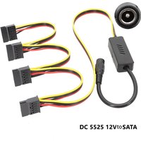 DC to SATA Converter Cable HDD Power Cord for DC5525 to 4 Ports SATA Wire Splitter 5.5X2.5 DC 12V to Big 4Pin PC Sata Adapter