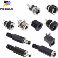 5PCS DC 5.5x2.1mm 3.5x1.3mm 2.1 2.5 Connectors DC Power Plug Male Female Jack Socket Nut Panel Mount DC Power Adapter Connector