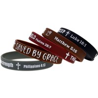 1PC/3PCS Christian Bible Verse Silicone Rubber Wristband Grateful for Positive Energy Bracelet