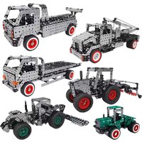 Schraube Mutter Metall Baustein Montage Engineering Fahrzeug Stadt Rettungs anhänger Junge Traktor Modell Spielzeug Geburtstags geschenk
