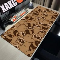 Cute Cartoon Brown Raccoon Mouse Pad Large Computer Office Game Table Mats XXL 90x40 Rubber Non-slip Keyboard Mat Long Desk Pads