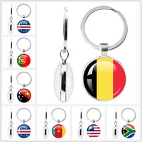 South Africa,Mozambique,Liberia,Cameroon,Cape Verde,Papua NewGuinea,Algeria,Belgium,Portugal National Flag Double-Sided Keychain