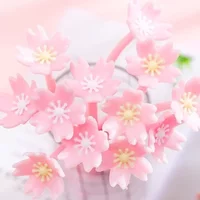 10Pcs Silicone Cherry Blossom Flowers Pink Gel Pen Creative Cute Stationery Office School Writing Supplies Gift Kawaii Pens