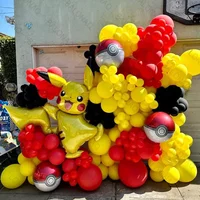 106pcs Cartoon Pokemon Pikachu Theme Foil Balloons Set Latex Balloon Kids Birthday Baby Shower Party Decora Supplies