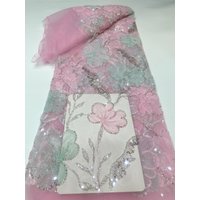 African Design Luxury 3D Butterfly With Beads Lace Nice Nigerian French Sequins Tulle Lace Fabric For Women Wedding Dress