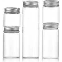 6pcs 47mm Glass Bottles Mini Sample Vials With SilverAluminum Screw Top Lids for DIY Arts Crafts Wedding Food Flower Tea Jewelry