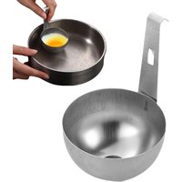 Poached Egg Spoon Stainless Steel Egg Poacher,Household Long Handled Egg Steamer with Hook for Kitchen Tools Egg Spoon
