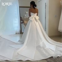 LORIE Elegant Satin Wedding Dresses Strapless A-Line Beach Bridal Gown Sweetheart V Corset Simple Customized Bow Bride Dress2026