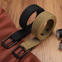 Unisex Trendy Belt with Pin Buckle Outdoor Sports Jeans Accessory Porous Canvas Leather for Men And Women