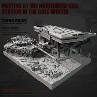 YUFAN MODEL 1/35 Winter gas station (platform scene) colorless self-assembly YFWW-2301+3D