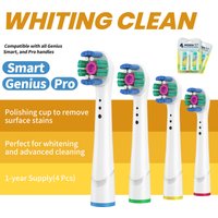 Tooth Brush Heads Compatible with Oral B Genius Smart Pro Series MultiplePacks 1 Year Supply Polishing Whitening Surface Stains