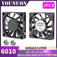 2PCS 60mm 5V 12V 24V Brushless USB 2PIN 3PIN DC Cooler Fan 60x60x10mm 6010 6cm For Computer PC CPU Case Cooling