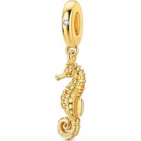 925 Sterling Silver Charms Bead Golden Color Seahorse Pendant Dangle Fit Original Bracelet DIY Women Jewelry