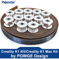POWGE Silver Creality K1 Max Zestaw 3,5 metra 2GT-7,7 RF Otwarty pasek rozrządu 10 SZTUK 20 zębów 2GT Koło pasowe napinające Otwór 4 mm Drukarka 3D