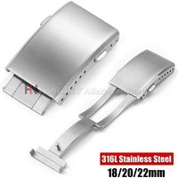Folding Solid Watch Buckle for Seiko 18mm 20mm 22mm Silver Double Push Safety Milled Clasp 316L Stainless Steel Watchband Clasps