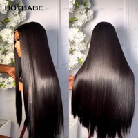 Silky Straight 13×6 HD Transparent Lace Frontal Wig 300 Density 40Inch 13×4 Lace Front Human Hair Wig Brazilian Natural Black