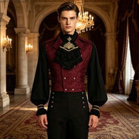 Men's Gothic Costume Medieval Gentleman's Tuxedo Steampunk Black Shirt Vest Court Attire Halloween Vampire Cosplay Suits 2026