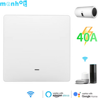 Interrupteur intelligent WiFi pour chauffe-eau Manhot, 40A 8800W, norme européenne, application Smart Life, commande vocale, compatible avec Tuya Alexa Google Home