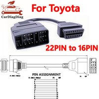 For Toyota OBD2 Diagnostic Connector 22 Pin To 16 Pin For Toyota OBD1 22Pin to OBD2 16Pin Female Connect Cable Best Quality