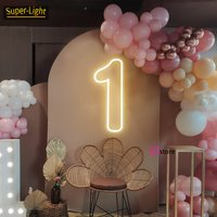 Custom LED Number 0 to 9 Neon Signs Wedding Wall Decor Light Up Signs for First Birthday Party Numbers Lamp Kids Gift