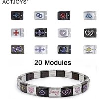 Stainless Steel Modular Link Bracelet Gold Charm Bracelet ACTJOYS Marquise Zircon Cross Heart Key Y2K Retro Aesthetic Jewelry