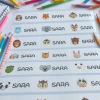 120pcs-Transparent stickers Cartoon Name 30x13mm Waterproof Multicolour Children Labels Hebrew Names Decals for Organization