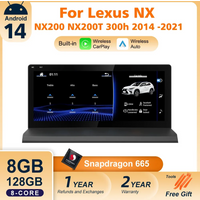 Nunoo Android 14 CarPlay Autoradio für Lexus NX NX200 NX200T NX300h 2014-2021 Multimedia Navigation GPS DSP 4G WiFi