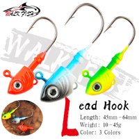 WALK FISH 1Pcs 10-45g 45-64mm Jig Head Fishing Hooks Worm Hook Bass 3D Eyes Lead Head Hook Fishing Tackle for Swimbait Sea Bass