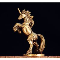 Unicorn Figure Home Decor Horse Brass Ornament, Vintage Handicraft Decoration, Office Desk Ornament
