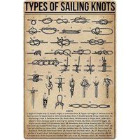 Vintage Types Of Sailing Knots Aluminium Metal Tin Sign Home Poster Bar Pub Decor