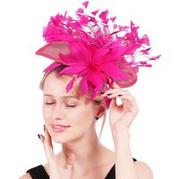 Vintage Pink Blue Green Flower Feather Fascinator Hat Hairpin for Women Wedding Cocktail Horse Race Elegant Fascinator Headwear