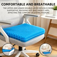 Gel Seat Cushion, Summer Breathable Honeycomb Design for Pressure Relief & Tailbone Pain, Home Office Wheelchair Car Chair
