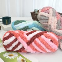 250g Ultra Thick Ice Strip Line Colorful Striped Cat Tail Thick Yarn DIY Hand Woven Scarf Blanket Cushion Pet Nest Crochet Yarn