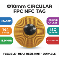 10mm Diameter High-Temperature RFID NFC FPC Tags NXP NFC213 Mini Cards 13.56MHz Passive RF Card Anti-Fake Anti-Metal