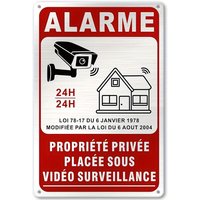 French 24HVideo Surveillance Alarm Metal Sign Private Property Security Camera Warning Plaque Aluminum Tin Sign for Home Outdoor