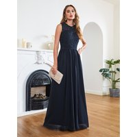 Hot Sale Lace A Line Prom Dress 2024 New Style Evening Dress Chiffon Back Illusion Bridsmaid Dress Pleat vestidos de fiesta