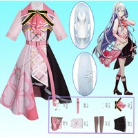 Sakura Yoisaki Kanade Cosplay Costume Anime Colorful Stage! Cherry Blossom Kanade Pink Dress Wig Suit Halloween Party for Women