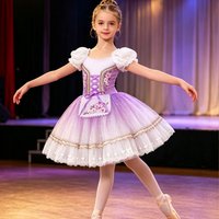 Girls Golden Velvet Ballet Tutu Dress with Puff Sleeves Long Skirt Dance Performance Costume Professional Kids' Outfit 2026 New