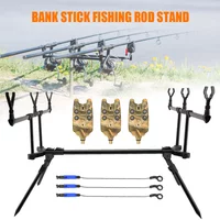 Adjustable Retractable Carp Fishing Rod Stand Holder with 3 Fishing Bite Alarms 3pcs Fishing Bait Swinger Fishing Tackle Set