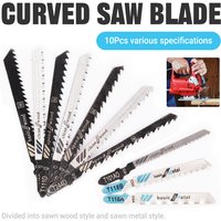 10Pcs T-Shank Jigsaw Blades Set HCS Assorted for Wood Plastic Metal Cutting T118A T101D T111C T244D etc Electric Tool Blade Type