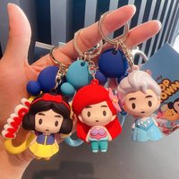 Official Disney Snow White and the Little Mermaid Princess Figurine Car Keychain RingโCute Bag key ring Charm and Accessory